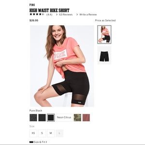 PINK High Rise Bike Short With Mesh - L